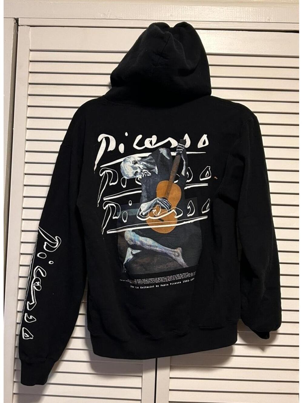 Pierce Archive Picasso The Old Guitarist Hoodie Black Size S Missing Hood String
